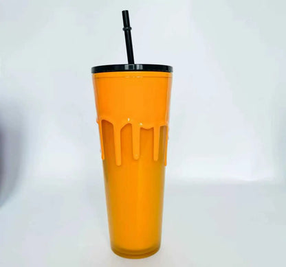 24oz Double Wall Lava Tumbler Cup Magma Style Reusable Drink Cup with Straw