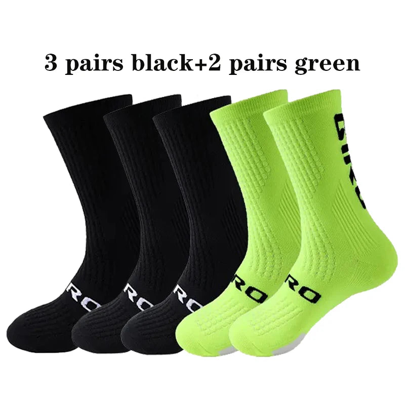 5 Pairs Compression Sports Crew Socks – Breathable Athletic Running & Training Socks