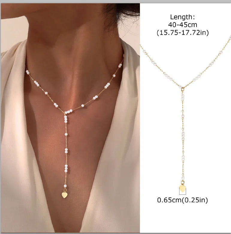 Gold Layered Y Necklace – Minimalist Dainty Lariat Necklace for Women Elegant Jewelry