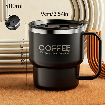Insulated Coffee Mug with Straw – Stainless Steel Travel Cup for Coffee, Tea & Office Desk Drinkware