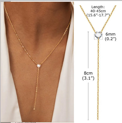 Gold Layered Y Necklace – Minimalist Dainty Lariat Necklace for Women Elegant Jewelry