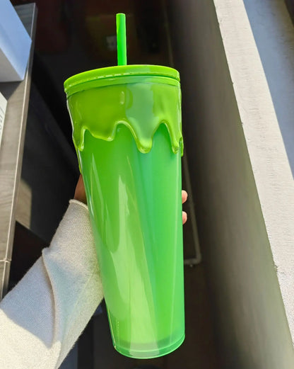 24oz Double Wall Lava Tumbler Cup Magma Style Reusable Drink Cup with Straw