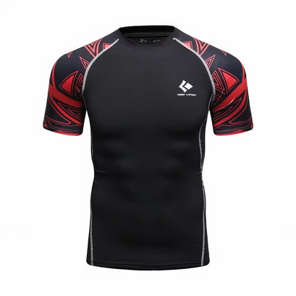 BJJ Rash Guard Men Short Sleeve MMA Compression Shirt No Gi Training Top