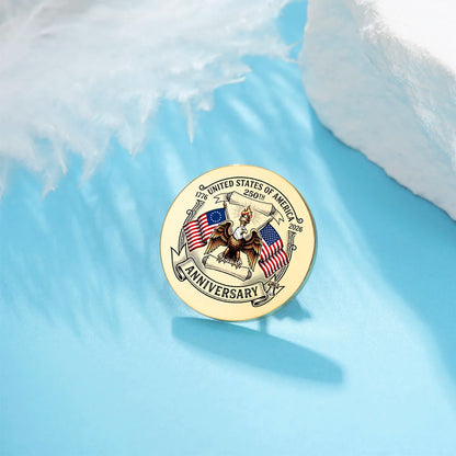 USA 250th Anniversary Round Pin Brooch – 30mm Patriotic Badge
