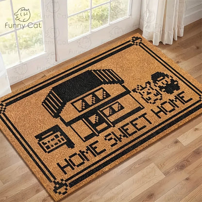 Style Cartoon Pixel-Style Floor Mat, For Entrance, Bathroom And Kitchen. Non-Slip, Dirt-Proof Carpet Home Decor