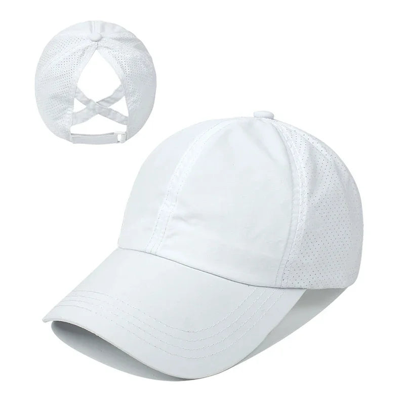 Women’s Ponytail Baseball Cap – Breathable Mesh Sports Hat for Running & Gym