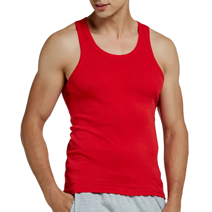 Tank Tops Men 2026 Summer 100% Cotton Cool Fitness Vest Sleeveless Tops Gym Slim Colorful Casual Undershirt