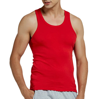 Tank Tops Men 2026 Summer 100% Cotton Cool Fitness Vest Sleeveless Tops Gym Slim Colorful Casual Undershirt