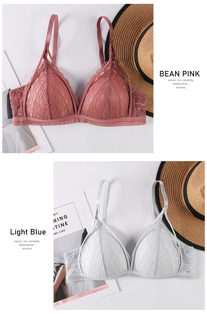 Sexy Lace Bralette for Women – Soft Wireless Push Up Bra