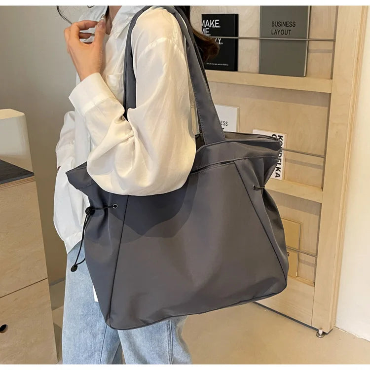 Minimalist Nylon Tote Bag – Large Capacity Casual Shoulder Handbag for Women