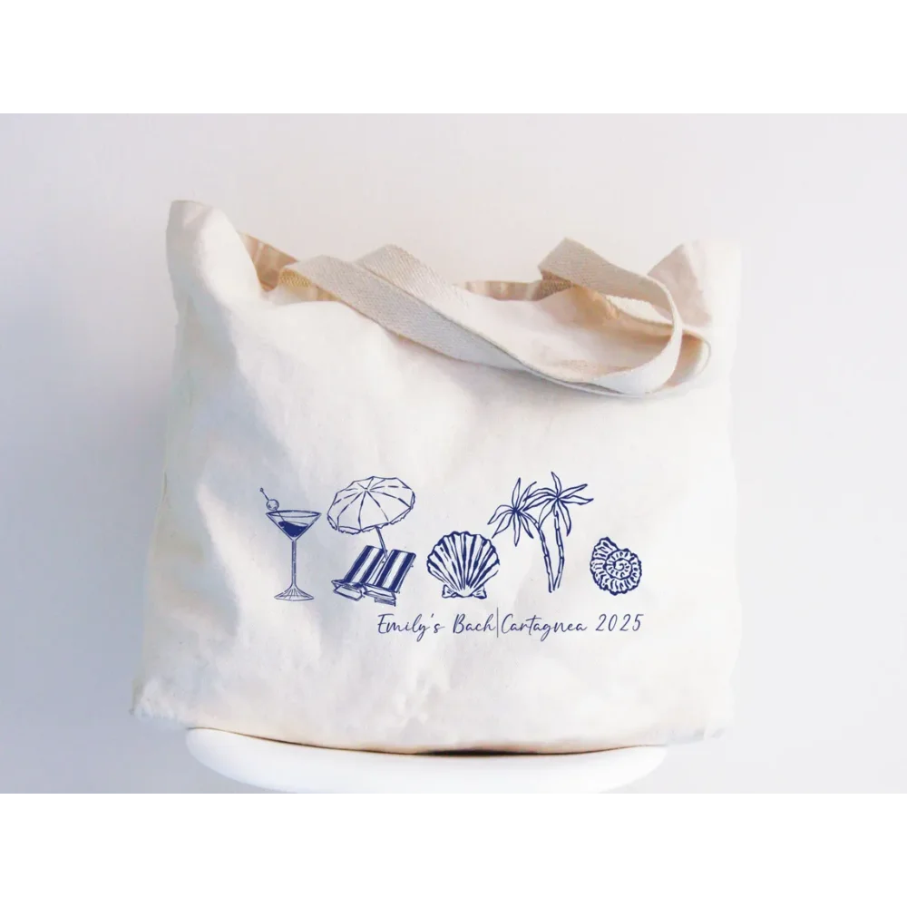 Personalized Coastal Doodle Tote Bag Last Toast on The Coast Destination Wedding Welcome Tote Coastal Bachelorette Party Item