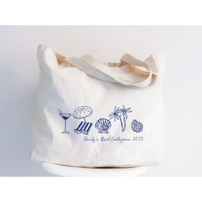 Personalized Coastal Doodle Tote Bag Last Toast on The Coast Destination Wedding Welcome Tote Coastal Bachelorette Party Item