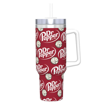 Dr Pepper Inspired Tumbler Cup – 40oz Stainless Steel Travel Mug with Handle