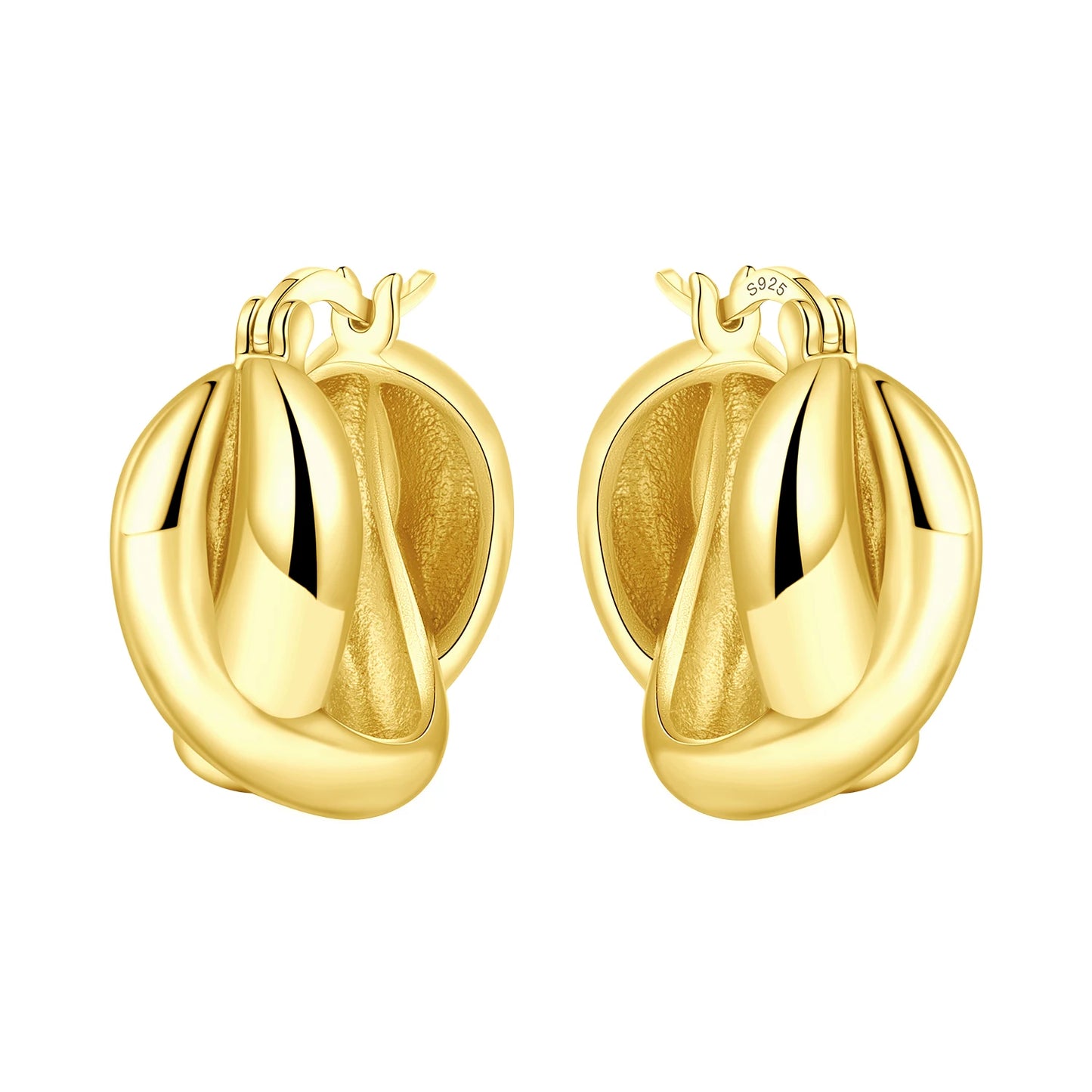 925 Sterling Silver Hoop Earrings – Minimalist Layered Huggie Earrings for Women