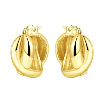925 Sterling Silver Hoop Earrings – Minimalist Layered Huggie Earrings for Women