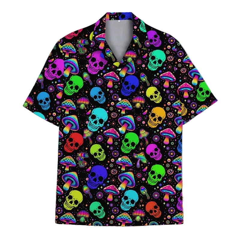 Psychedelic Mushroom Hawaiian Shirt 3D Print Harajuku Summer Button Up