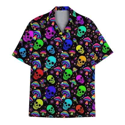 Psychedelic Mushroom Hawaiian Shirt 3D Print Harajuku Summer Button Up