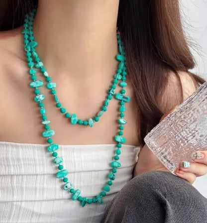 Bohemian Colorful Irregular Shell Beaded Necklace Long Sweater Chain Accessory Vintage Style Women's Holiday Fashion Jewelry