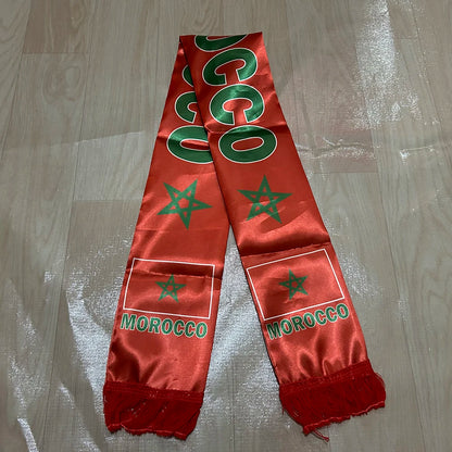 Morocco Flag World Cup 2026 Scarf | Double-Sided Satin Sports Fan Scarf