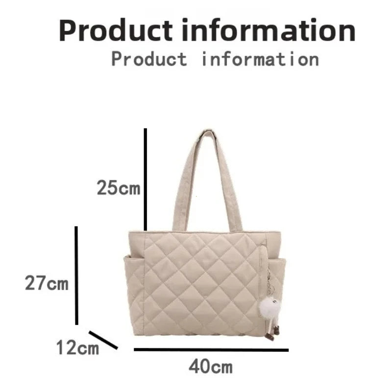 Quilted Puffer Tote Bag – Large Capacity Lightweight Shoulder Handbag for Women