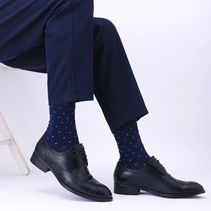 5 Pairs Men’s Dress Crew Socks Set – Classic Patterned Business Casual Socks