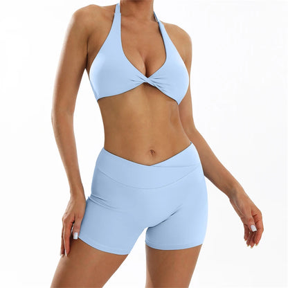 Women’s Seamless Yoga Set – Criss Cross Sports Bra & High Waisted Leggings Gym Outfit for Workout, Fitness & Activewear