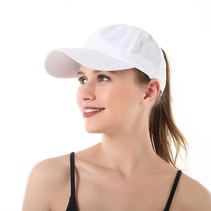 Women’s Ponytail Baseball Cap – Breathable Mesh Sports Hat for Running & Gym