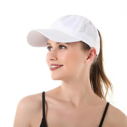 Women’s Ponytail Baseball Cap – Breathable Mesh Sports Hat for Running & Gym