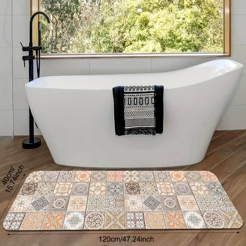 VIKAMA Retro Style Kitchen Floor Mat - Anti-slip and Soft Entrance Door Mat - Bathroom Carpet - Home Decoration
