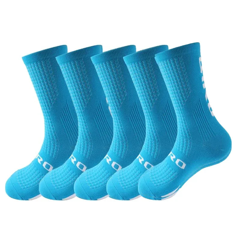 5 Pairs Compression Sports Crew Socks – Breathable Athletic Running & Training Socks