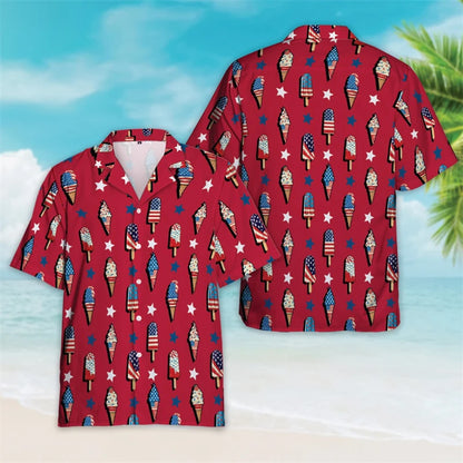 Patriotic American Flag Hawaiian Shirt – Men’s Summer Button Down Shirt