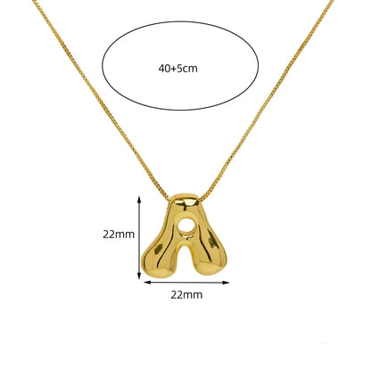 Gold Bubble Initial Necklace – Minimalist Letter Pendant Necklace for Women Personalized Jewelry