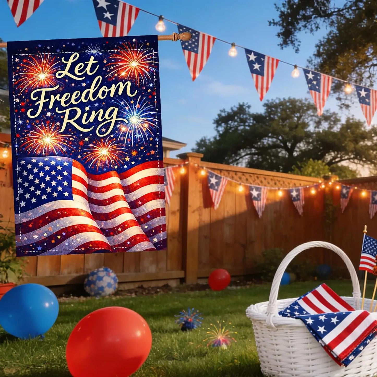 American Garden Flag, Let Freedom Ring Patriotic & American Flag, 4th of July Garden Flag,