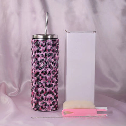 20oz Bling Diamond Tumbler with Straw Stainless Steel Insulated Coffee Cup