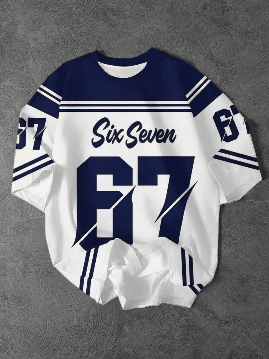 Six Seven New York Leopard Print Jersey T-Shirt Women Retro Streetwear Oversized Casual Graphic Tee