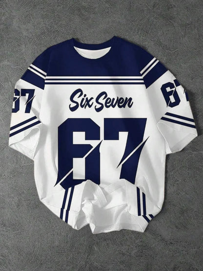 Six Seven New York Leopard Print Jersey T-Shirt Women Retro Streetwear Oversized Casual Graphic Tee