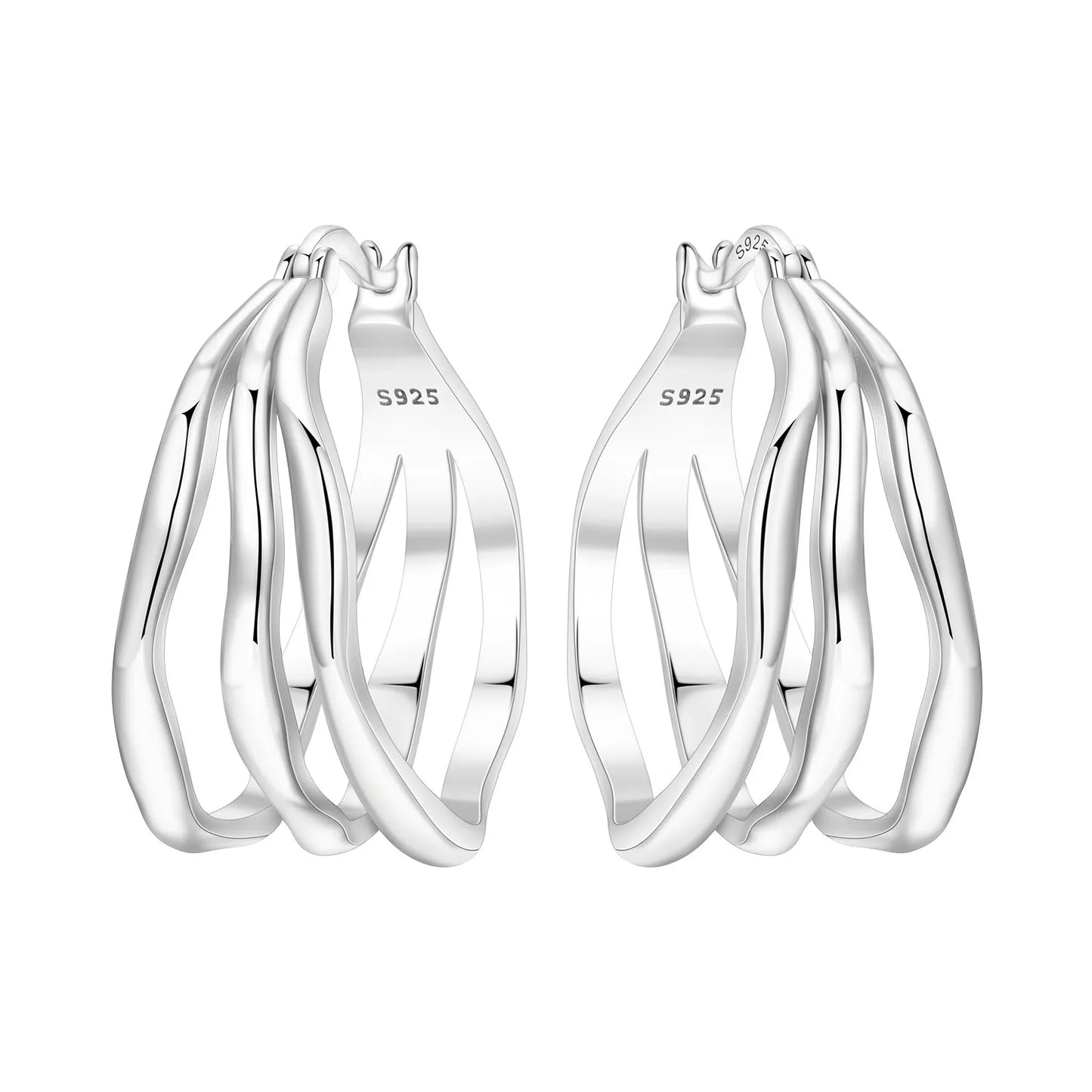 925 Sterling Silver Hoop Earrings – Minimalist Layered Huggie Earrings for Women