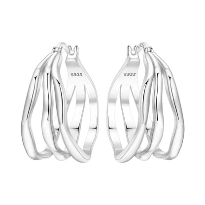 925 Sterling Silver Hoop Earrings – Minimalist Layered Huggie Earrings for Women