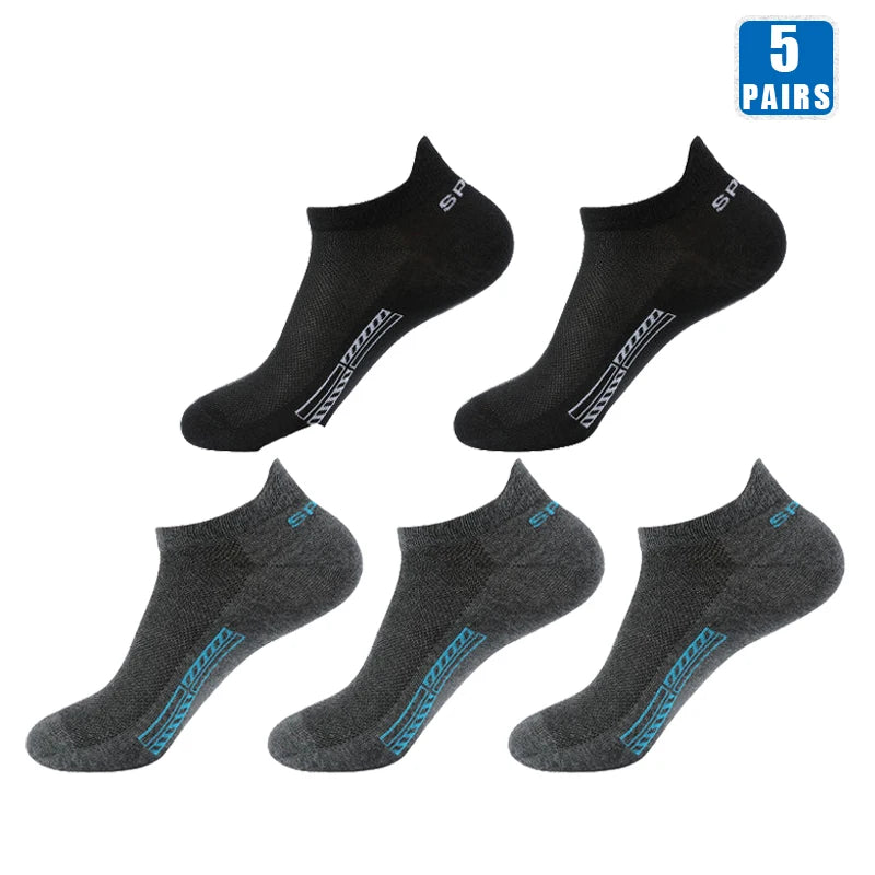 5 Pairs Men’s No Show Sports Socks – Breathable Low Cut Athletic Ankle Socks Set
