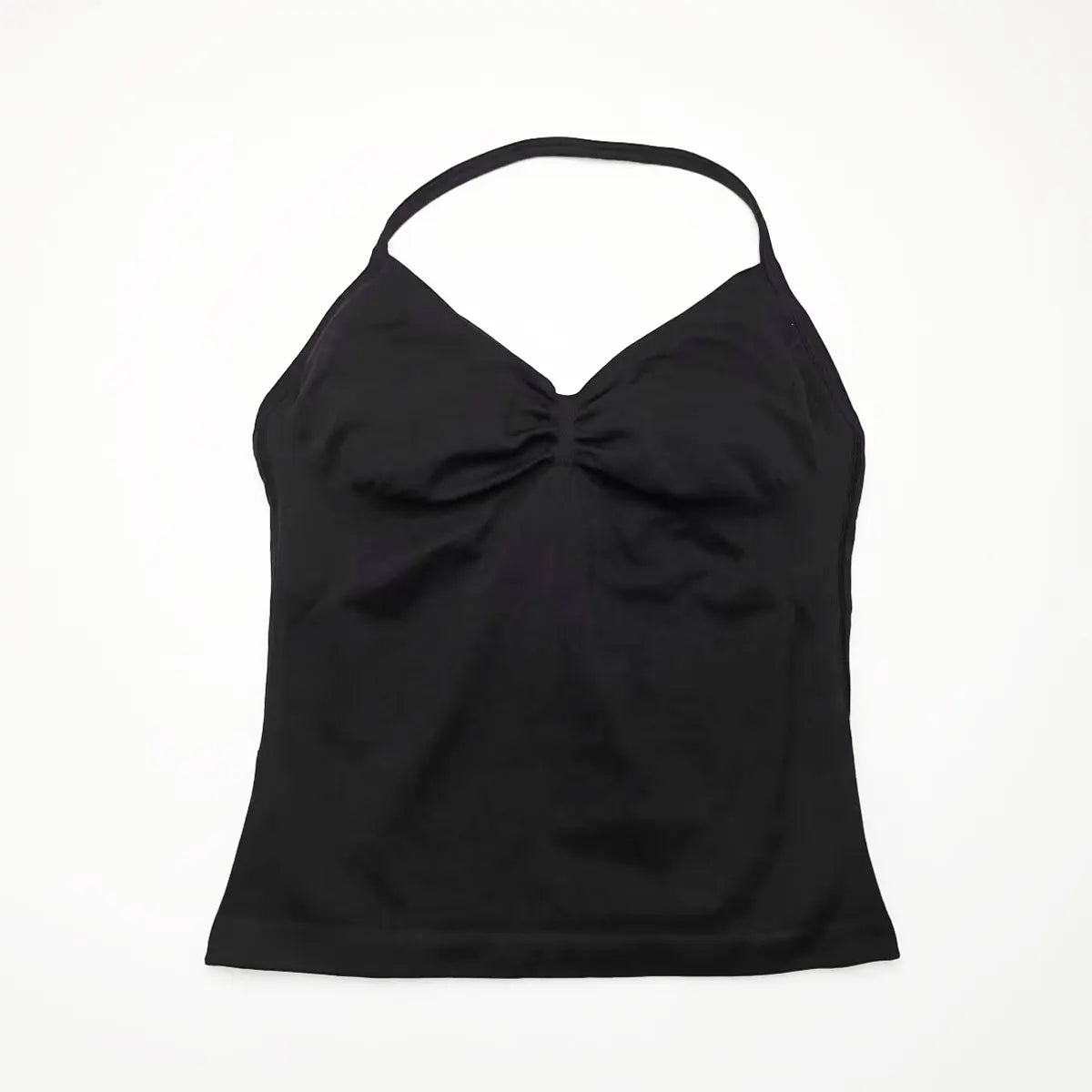 Pink Halter Neck Ruched Active Tank Top