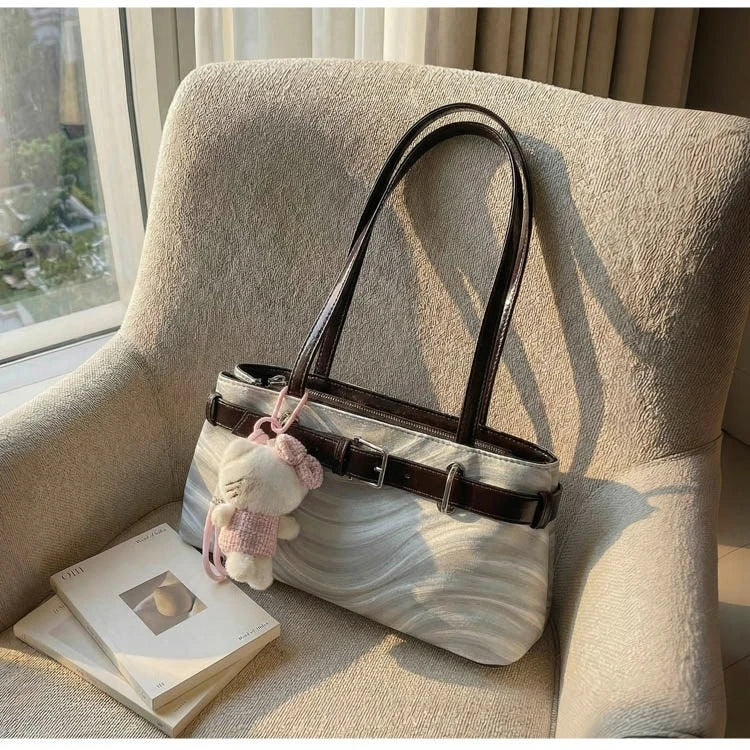 Plaid Shoulder Handbag – Cute Vintage Y2K Tote Purse for Women