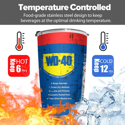 Funny Mechanic Tumbler 20oz – Vintage Motor Oil, Tool Kit & WD-40 Style Stainless Steel Travel Mug for Car Guys & Garage Lovers