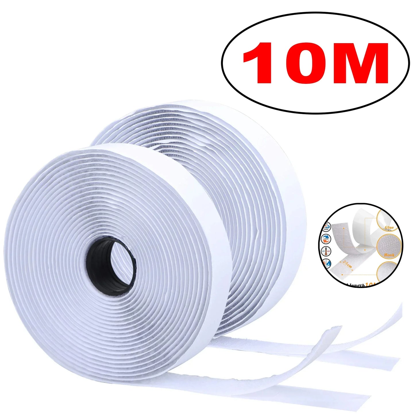 Heavy Duty Hook and Loop Tape – Self Adhesive Fastener Strip for Home & Office