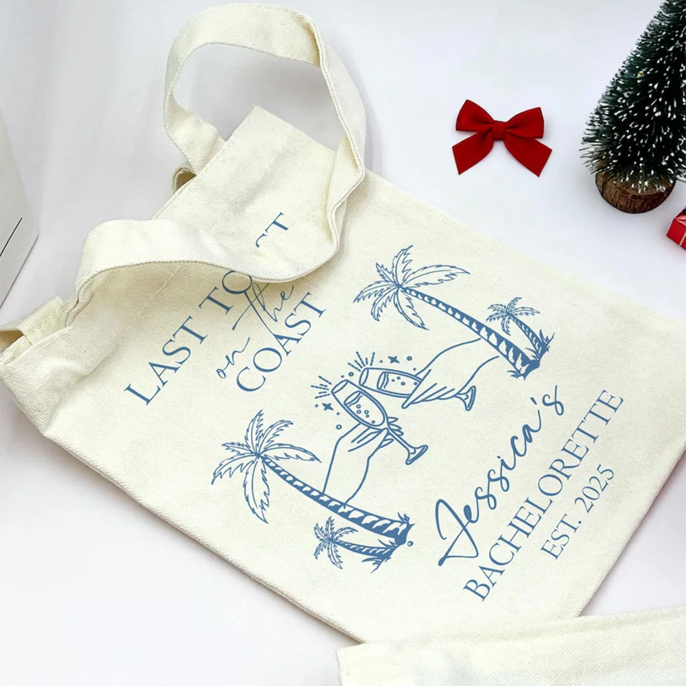 personalized Bachelorette Canvas Bag Last Toast On The Coast Bachelorette Party Bags for Bridesmaid Custom Coastal Beach Bags