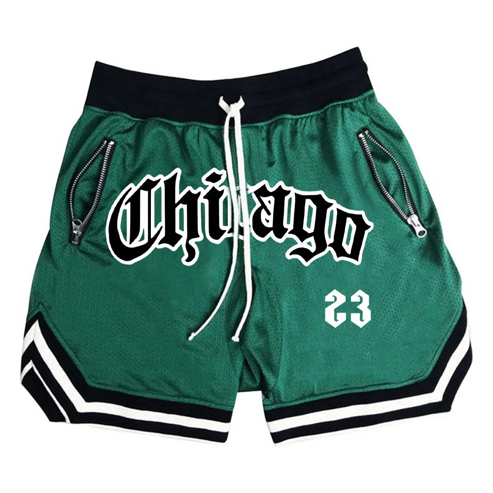Men’s Chicago Basketball Shorts – Retro Athletic Mesh Shorts Casual Streetwear Sports Shorts for Men