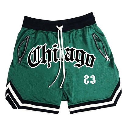 Men’s Chicago Basketball Shorts – Retro Athletic Mesh Shorts Casual Streetwear Sports Shorts for Men