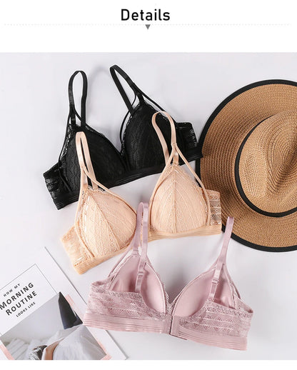 Sexy Lace Bralette for Women – Soft Wireless Push Up Bra