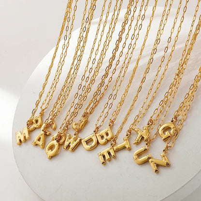 Personalized Bubble Initial Necklace – Gold Letter Pendant Necklace for Women Trendy Jewelry