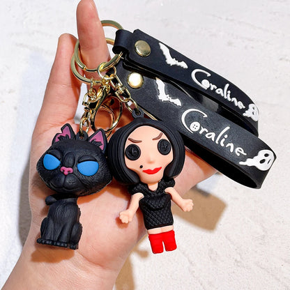 Coraline Character Keychain – Cute Cartoon Figure Bag Charm Keyring