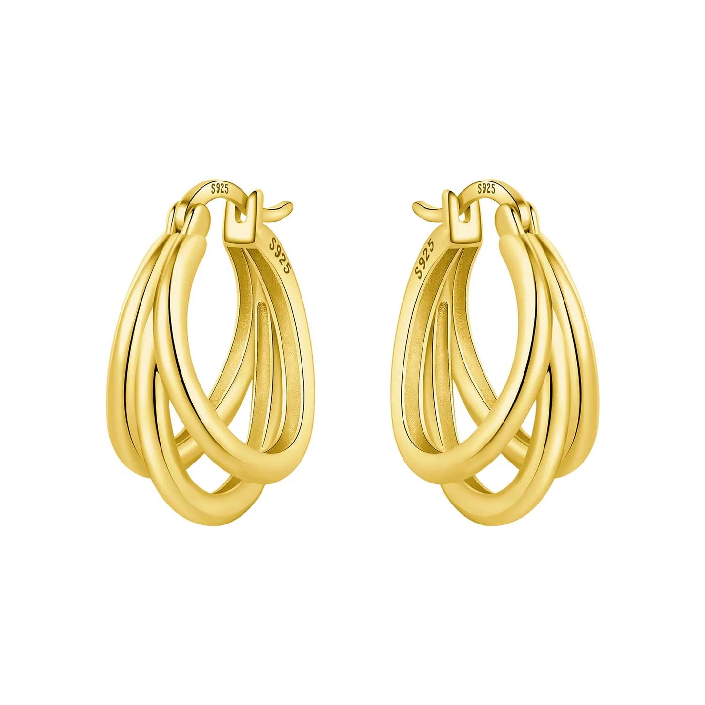 925 Sterling Silver Hoop Earrings – Minimalist Layered Huggie Earrings for Women